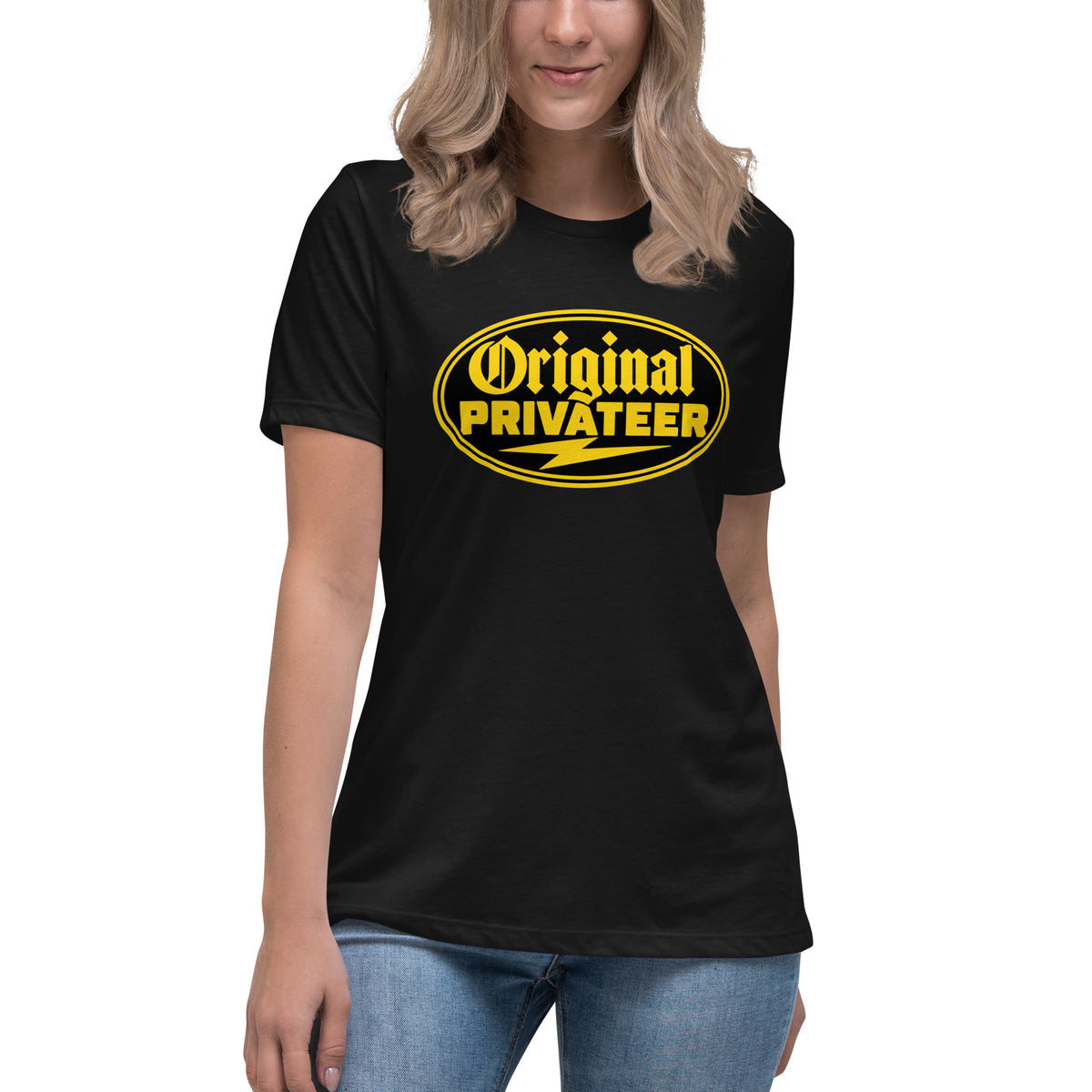 Women's Black & Gold Motorcycle Tee | Original Privateer