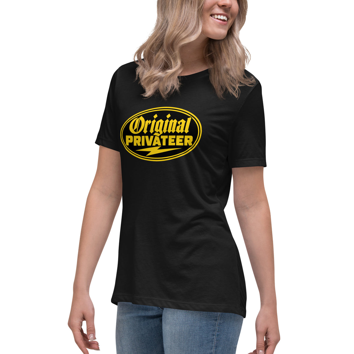 Women's Black & Gold Motorcycle Tee | Original Privateer