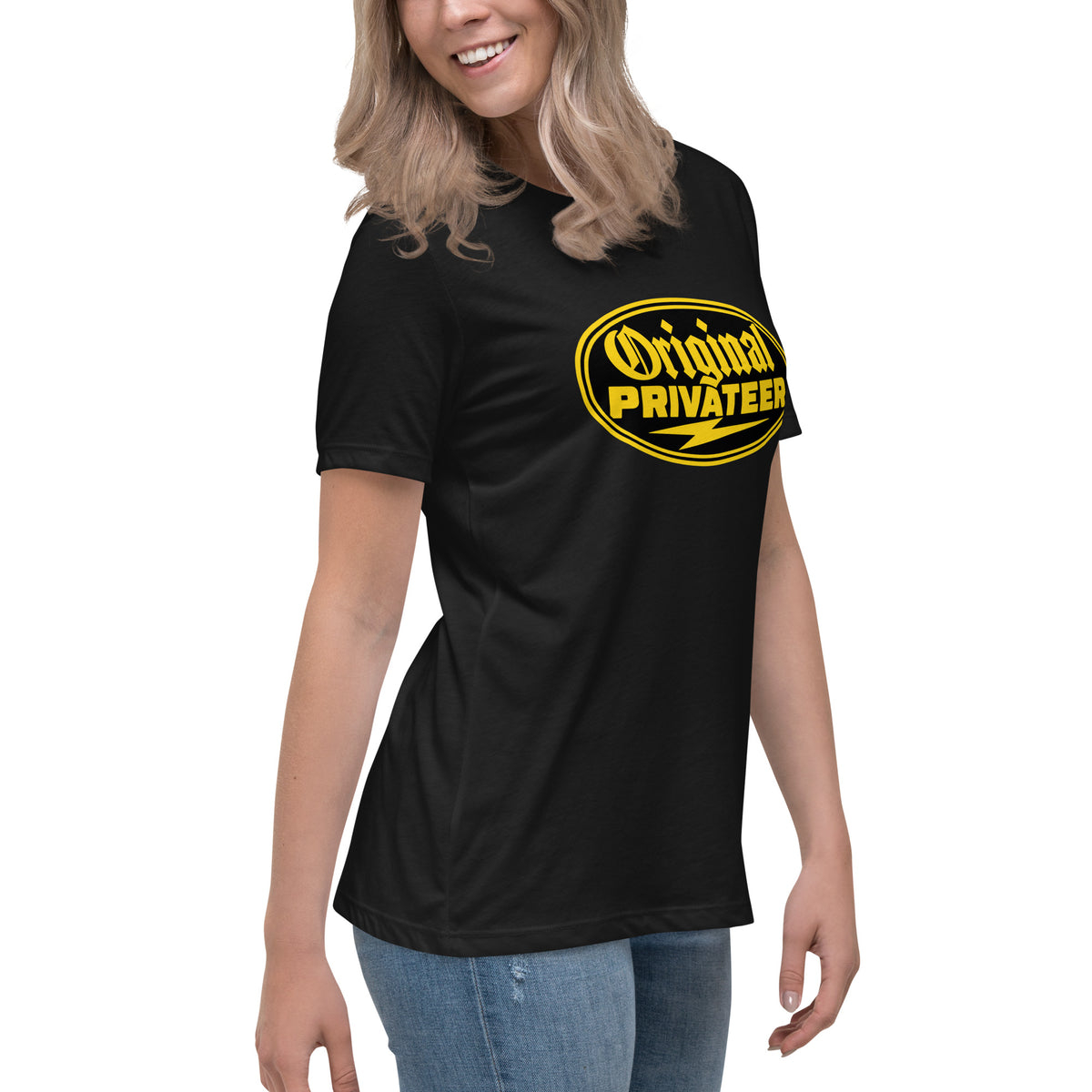 Women's Black & Gold Motorcycle Tee | Original Privateer