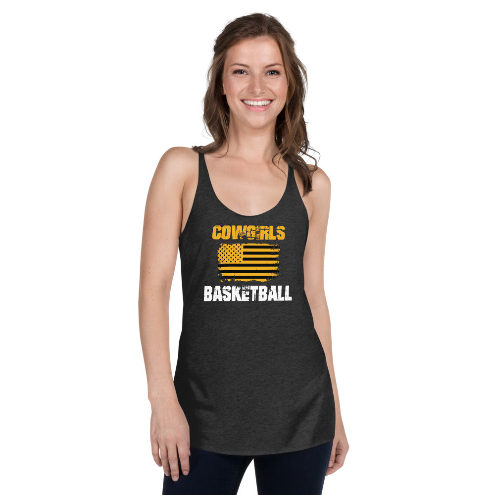 GHS Cowgirls Basketball with American Flag Racerback Tank